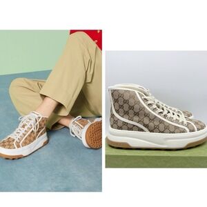 Gucci TENNIS 1977 TRECK HIGH GG JACQUARD SNEAKER Interlocking Mens UK 12 US 12.5